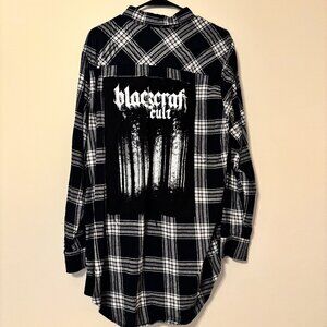 BlackCraft Cult Gothic Flannel w/ Forest Print - Alt Y2K Grunge Vibes